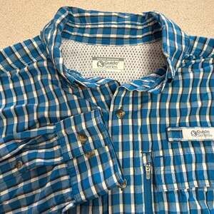 Gander Mountain Guide Series Men's Plaid Long Sleeve Fishing Shirt Size Large